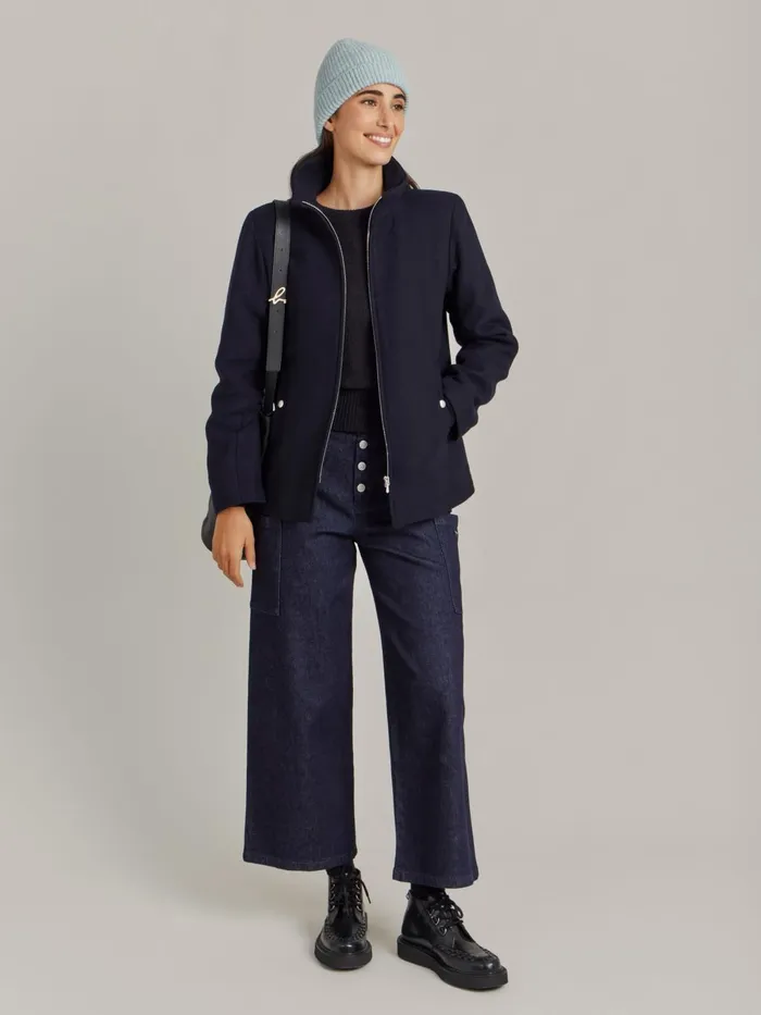 Agns B Jackets and Coats Women Blue Wool Cotton Twill Olympe Jacket