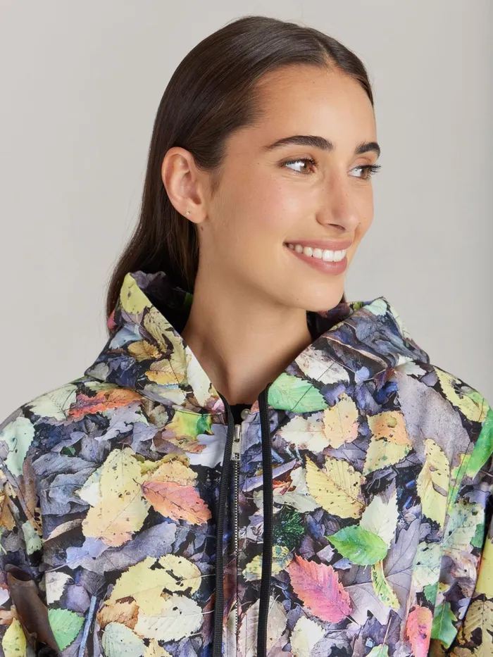 Agns B Jackets and Coats Women Cotton Leaf Print Werni Parka