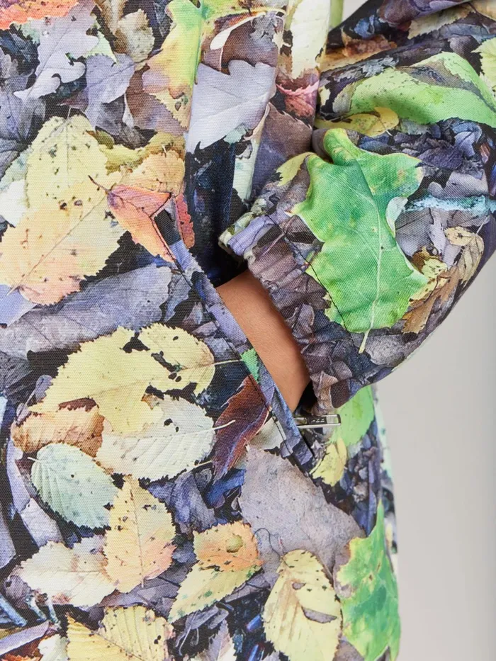 Agns B Jackets and Coats Women Cotton Leaf Print Werni Parka