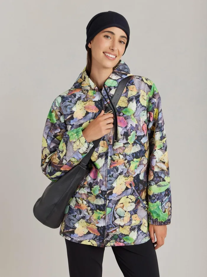 Agns B Jackets and Coats Women Cotton Leaf Print Werni Parka