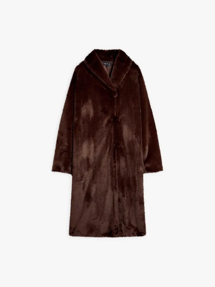 Agns B Jackets and Coats Women Dark Brown Faux Fur Long Coat