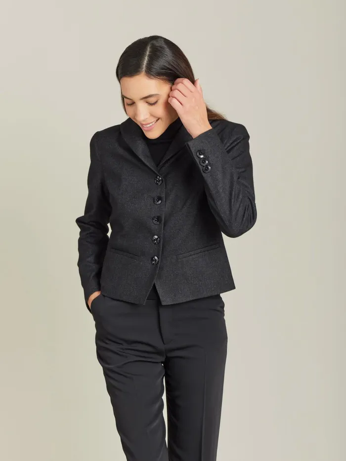 Agns B Jackets and Coats Women Grey Wool Tweed Fitted Jacket
