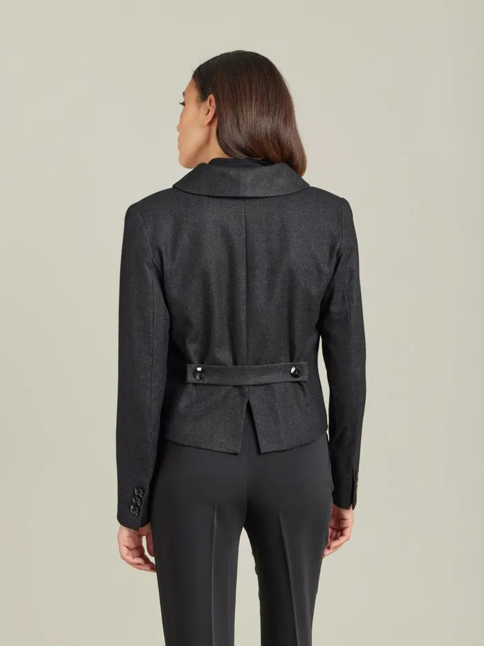 Agns B Jackets and Coats Women Grey Wool Tweed Fitted Jacket