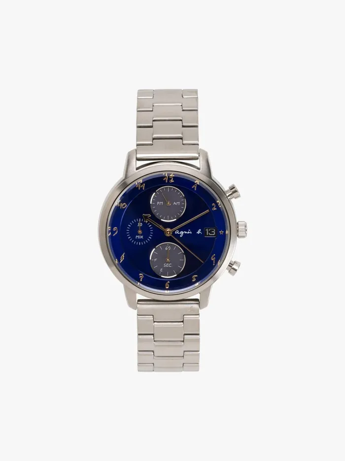 Agns B Jewellery and Watches Men Men039s Solar Watch With Blue Dial And Steel Bracelet