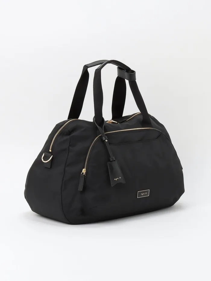 Agns B Large Bags and Totes Women Black Boston Nylon Travel Bag