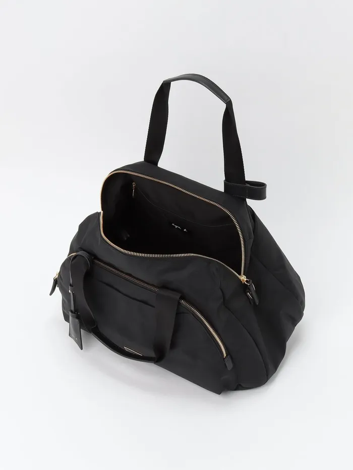 Agns B Large Bags and Totes Women Black Boston Nylon Travel Bag