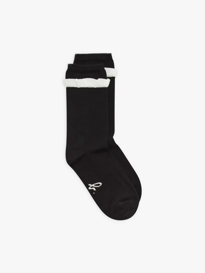 Agns B Lingerie and Socks Women Black Cotton Ombeline Socks