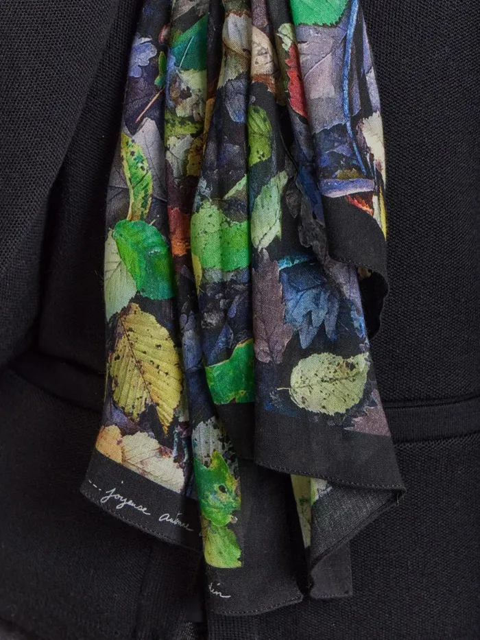 Agns B Scarves Women Feuilles Woollen Scarf With Leaf Print
