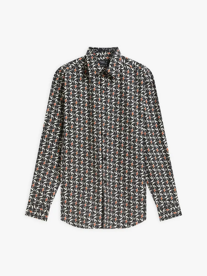 Agns B Shirts Men Black Andy Shirt Cotton With Geometric Print