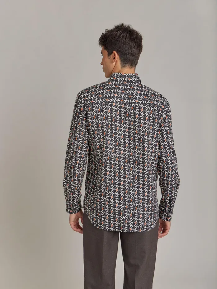 Agns B Shirts Men Black Andy Shirt Cotton With Geometric Print