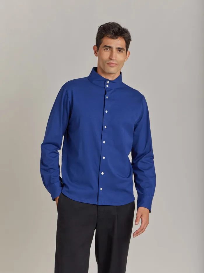 Agns B Shirts Men Blue Cotton Jersey Romeo Shirt
