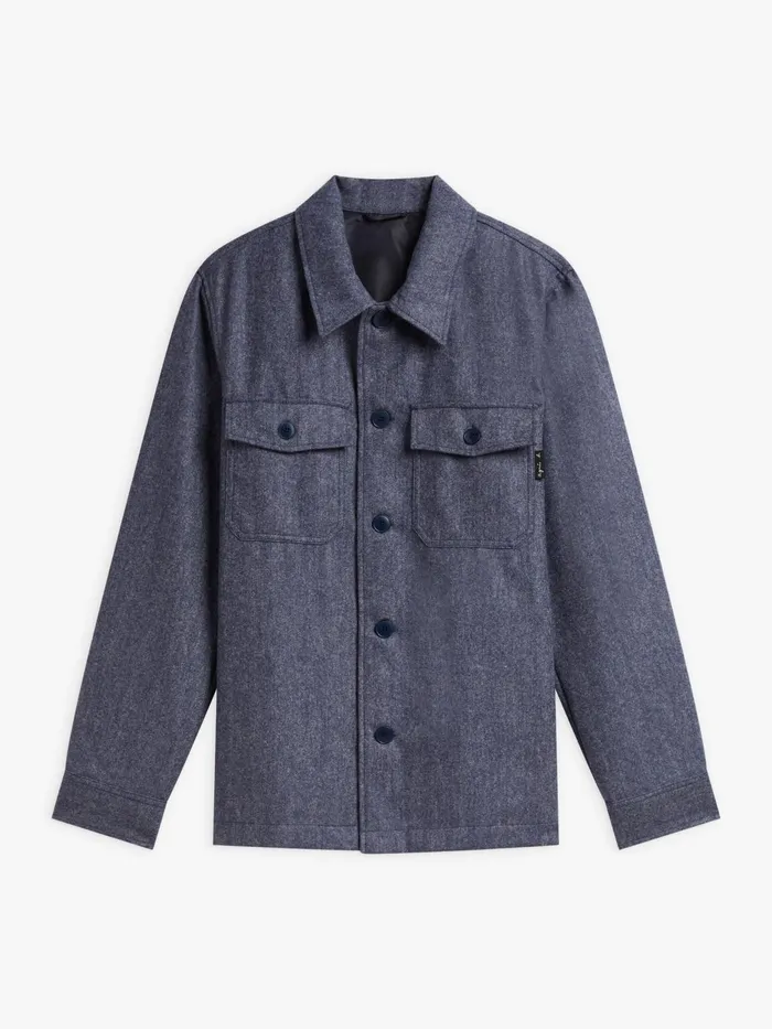Agns B Shirts Men Blue Wool Tweed Overshirt