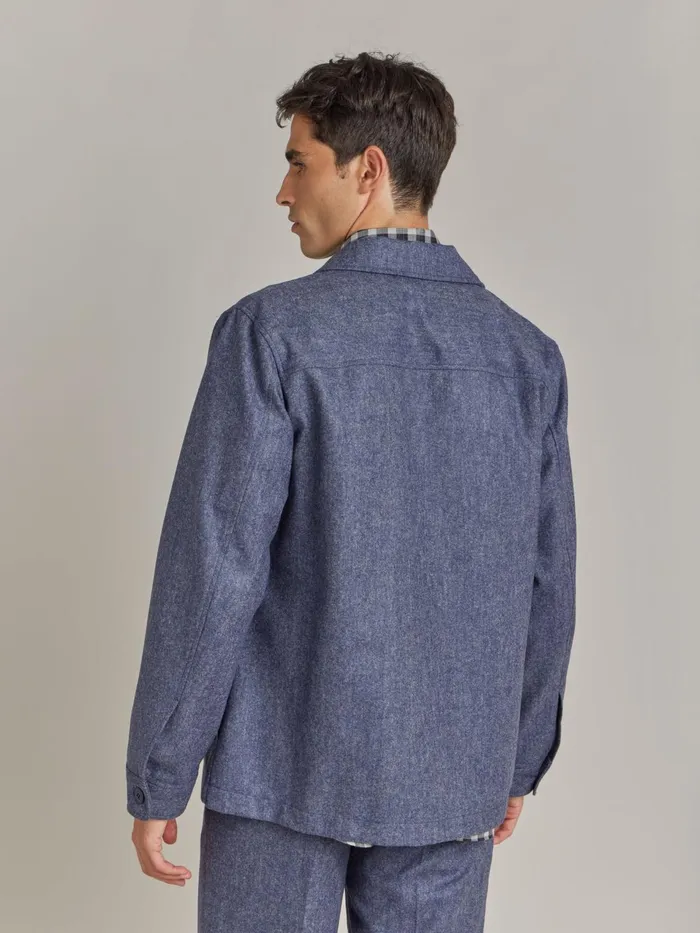 Agns B Shirts Men Blue Wool Tweed Overshirt
