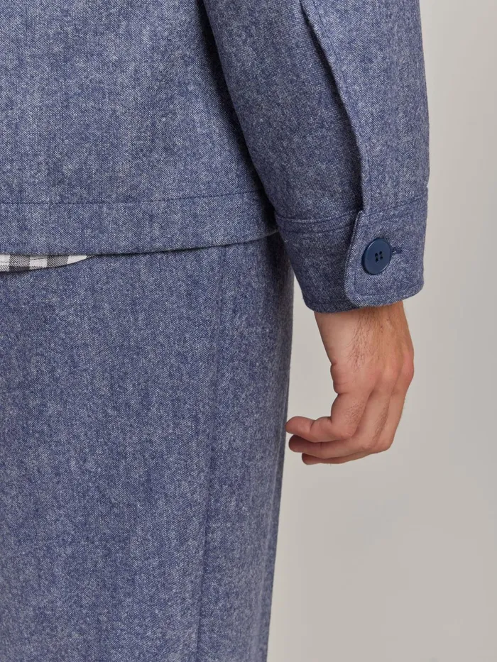 Agns B Shirts Men Blue Wool Tweed Overshirt