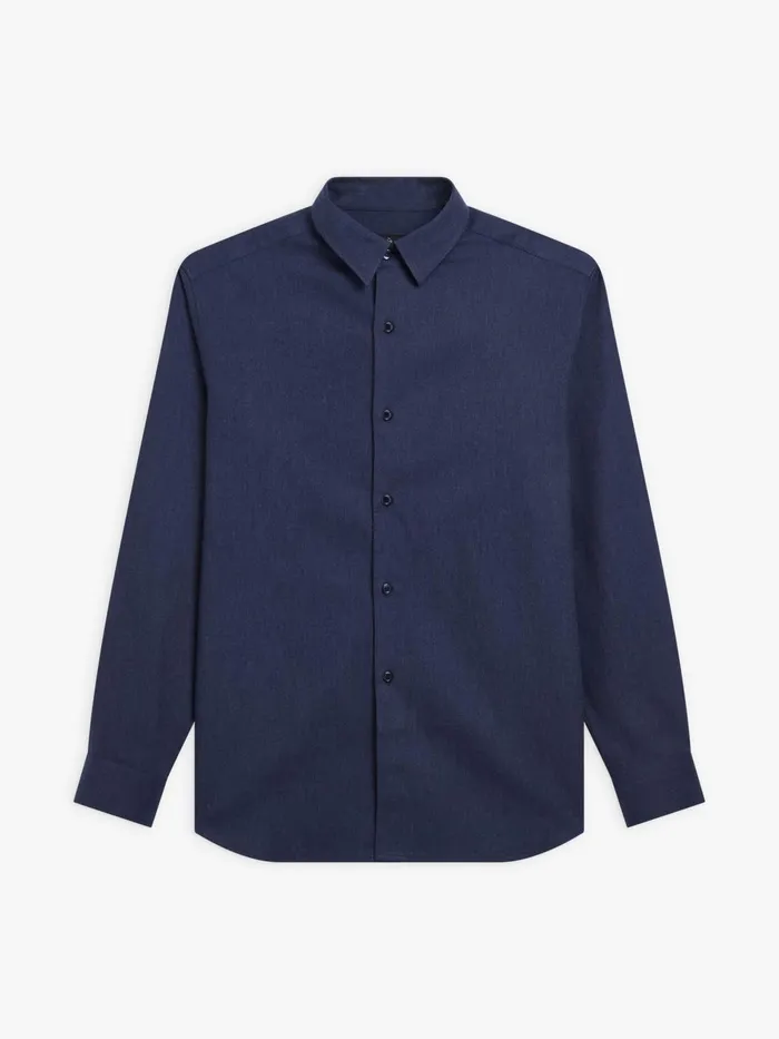 Agns B Shirts Men Midnight Blue Cotton Longsleeve Andy Shirt