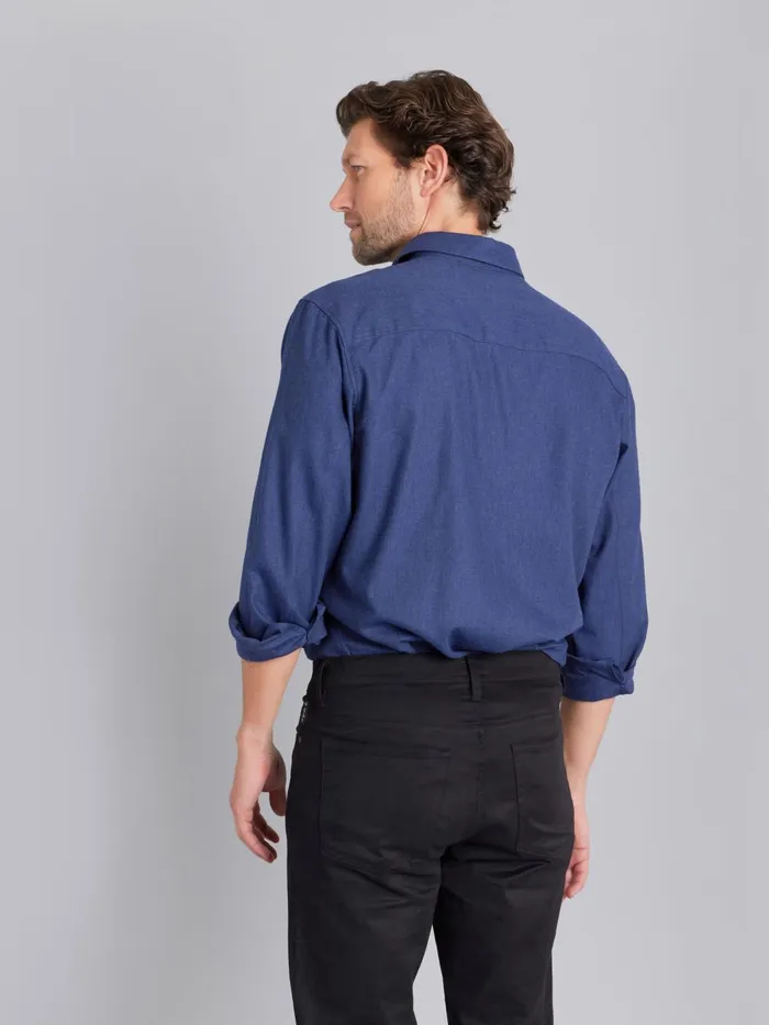 Agns B Shirts Men Midnight Blue Cotton Longsleeve Andy Shirt