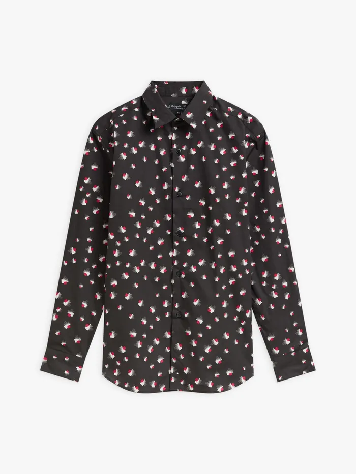 Agns B Shirts Men Red Cotton Geometric Print Andy Shirt