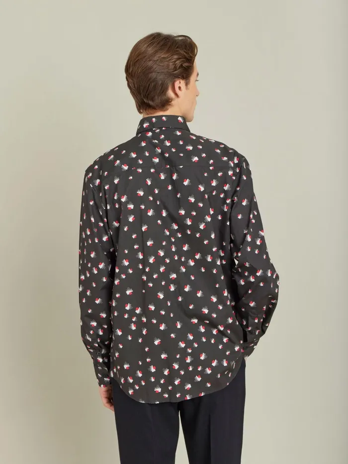 Agns B Shirts Men Red Cotton Geometric Print Andy Shirt