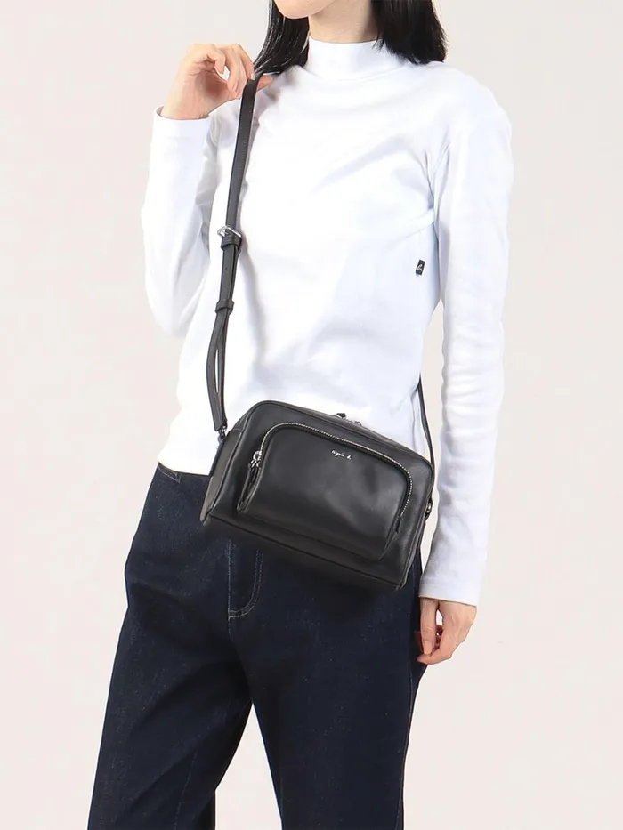 Agns B Shoulder Bags Women Black Leather Shoulder Bag