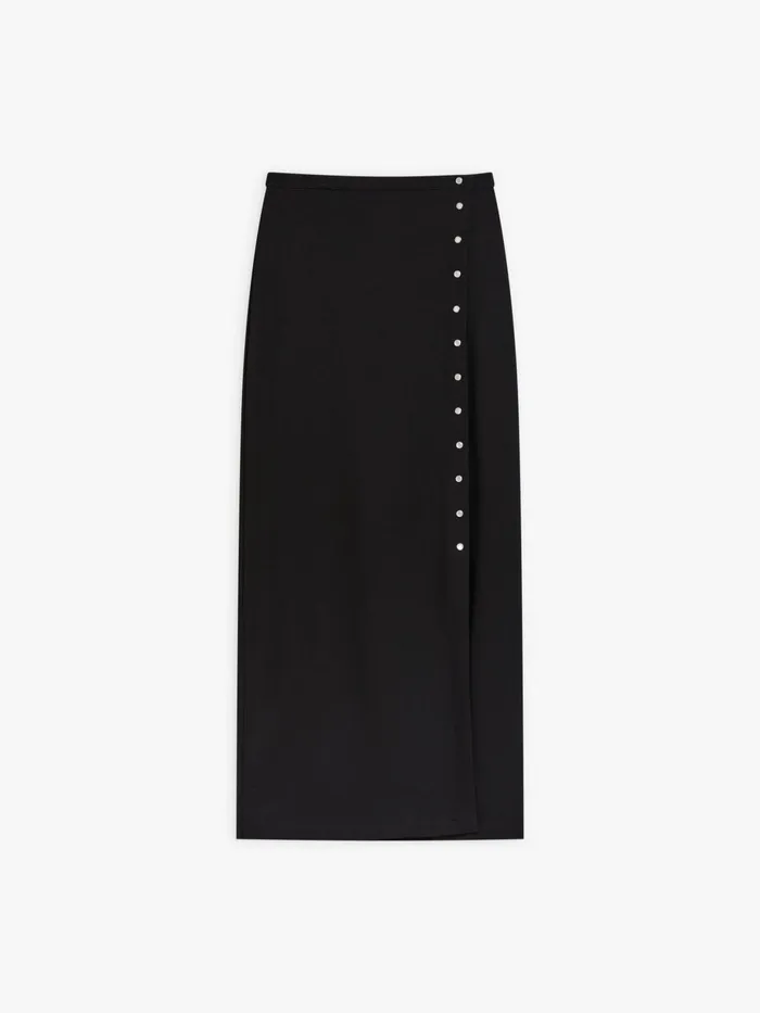 Agns B Skirts and Shorts Women Black Milano Viscose Snaps Skirt