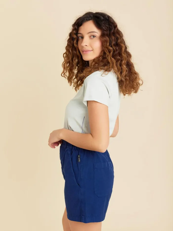 Agns B Skirts and Shorts Women Blue Cotton Straight Shorts