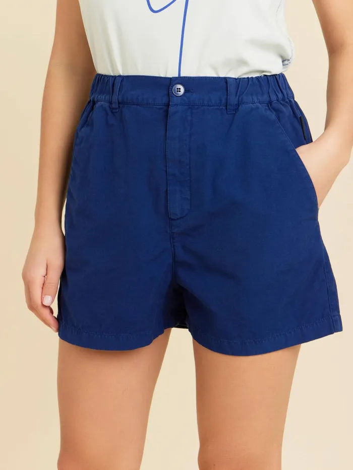 Agns B Skirts and Shorts Women Blue Cotton Straight Shorts