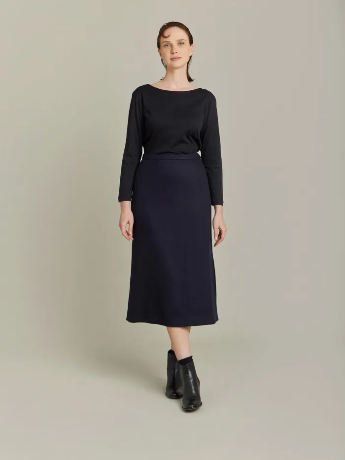 Agns B Skirts and Shorts Women Blue Wool Flannel Amande Skirt