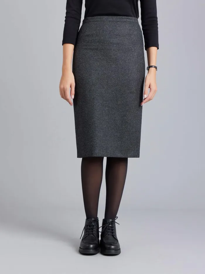 Agns B Skirts and Shorts Women Grey Tweed Woolen Fanny Pencil Skirt