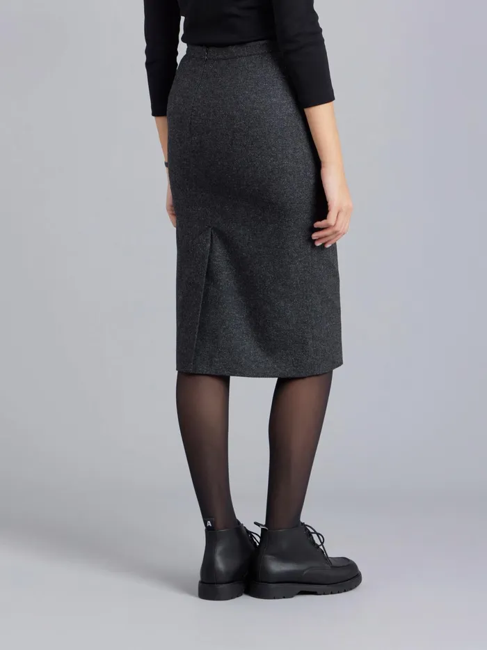 Agns B Skirts and Shorts Women Grey Tweed Woolen Fanny Pencil Skirt