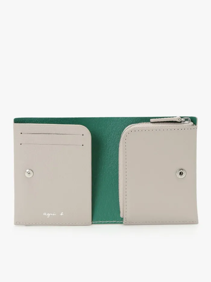 Agns B Small Leather Goods MenWomen Green And Beige Leather Wallet