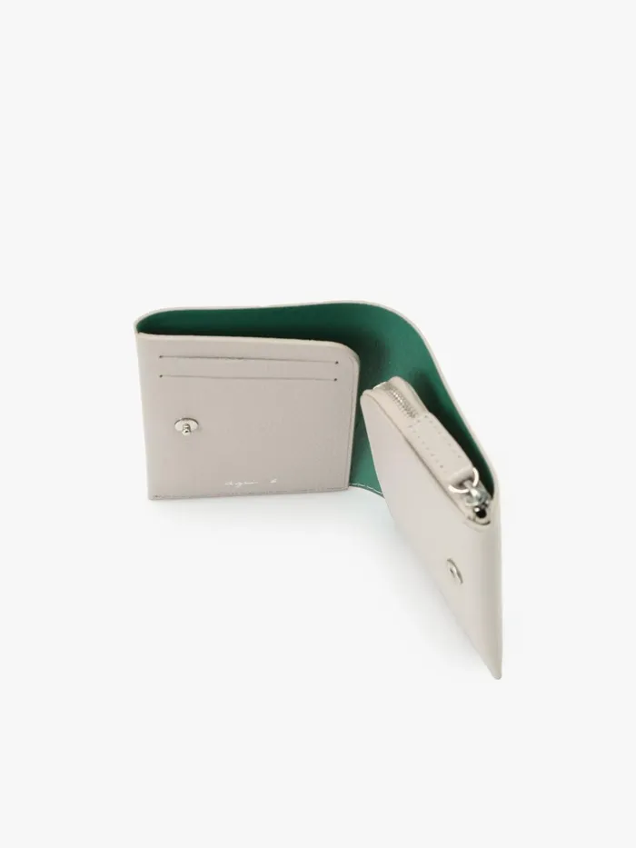 Agns B Small Leather Goods MenWomen Green And Beige Leather Wallet