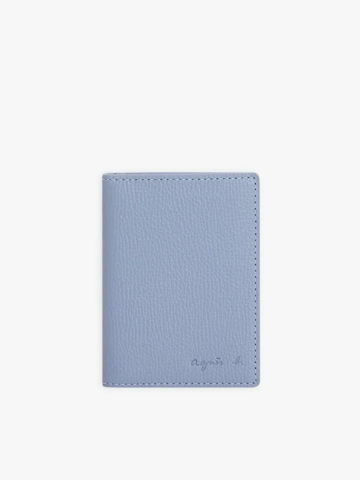 Agns B Small Leather Goods WomenMen Blue Leather Folding Wallet