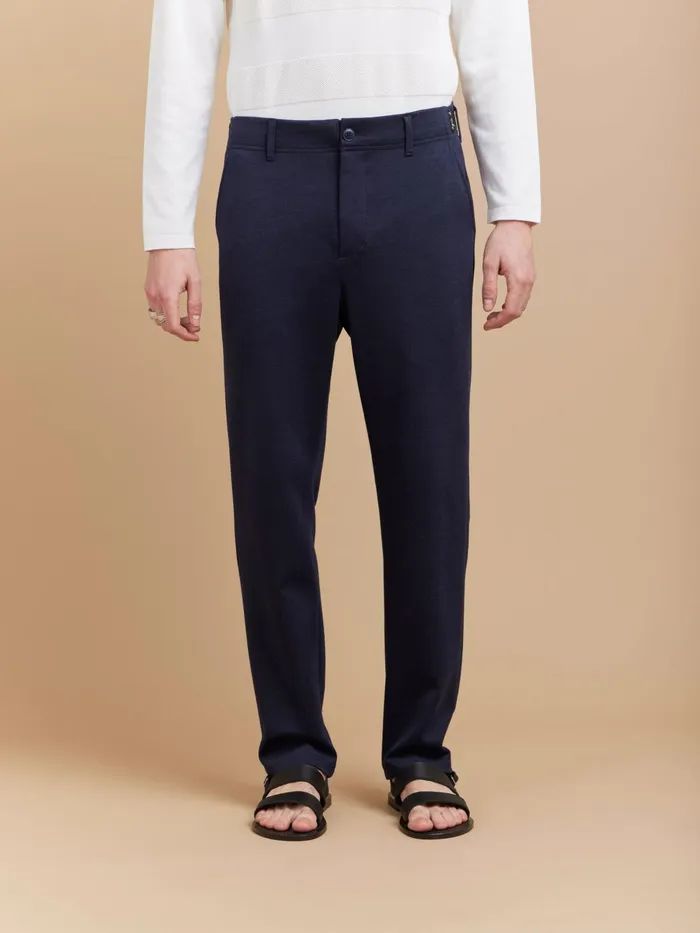 Agns B Suits Men Blue Jacquard Jersey Motor Trousers