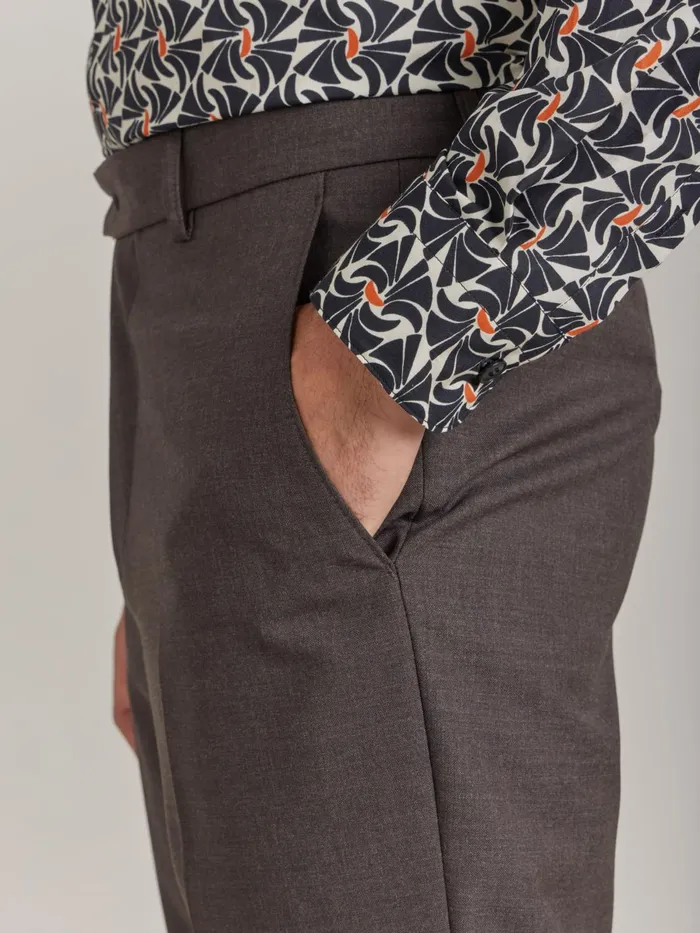 Agns B Suits Men Chocolat Worsted Wool Lucas Trousers