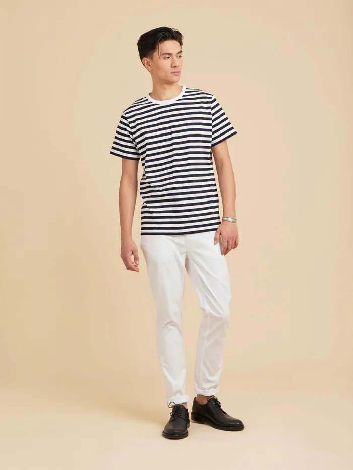 Agns B Tshirts and Polo Shirts Men Black And White Short Sleeves Striped Coulos Tshirt