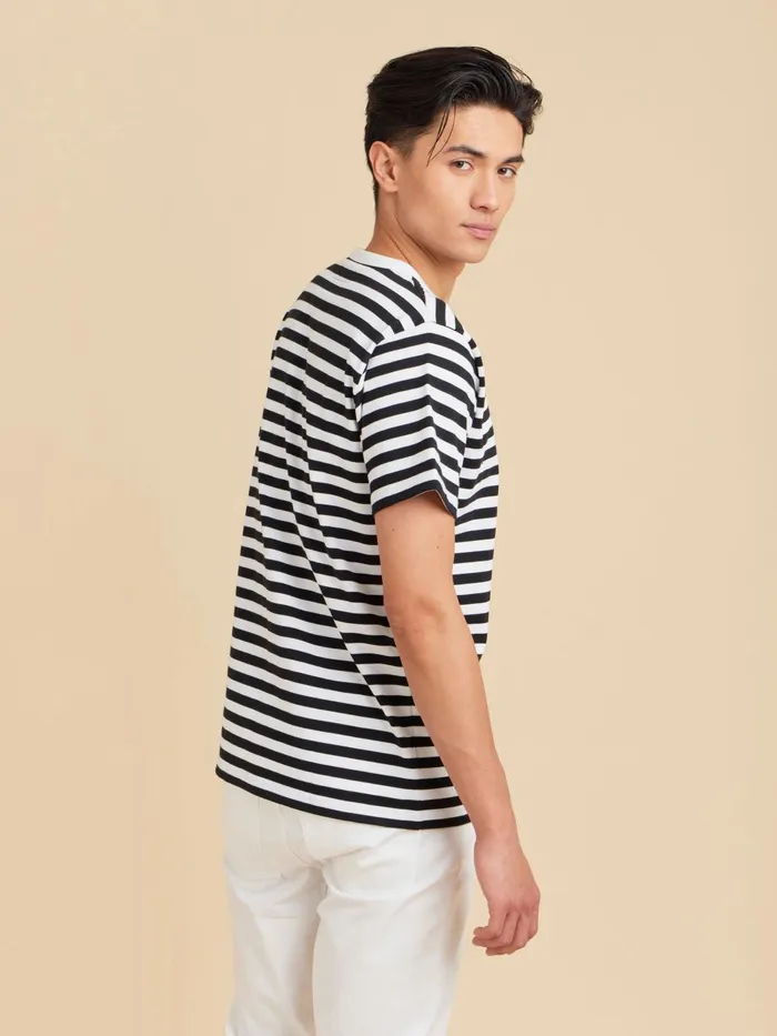 Agns B Tshirts and Polo Shirts Men Black And White Short Sleeves Striped Coulos Tshirt