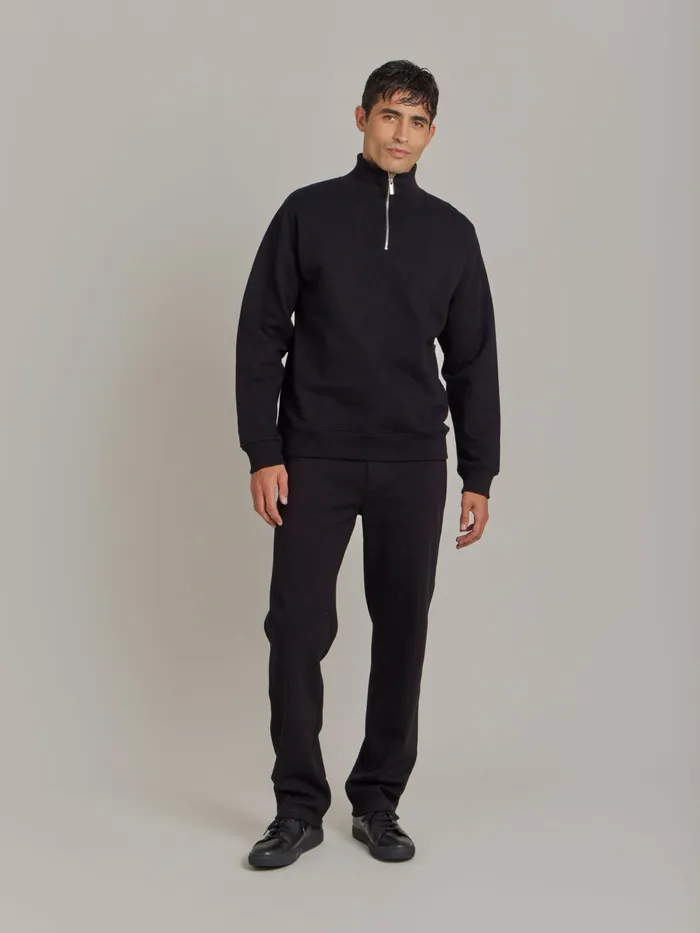 Agns B Tshirts and Polo Shirts Men Black Cotton Fleece Zip Sweatshirt