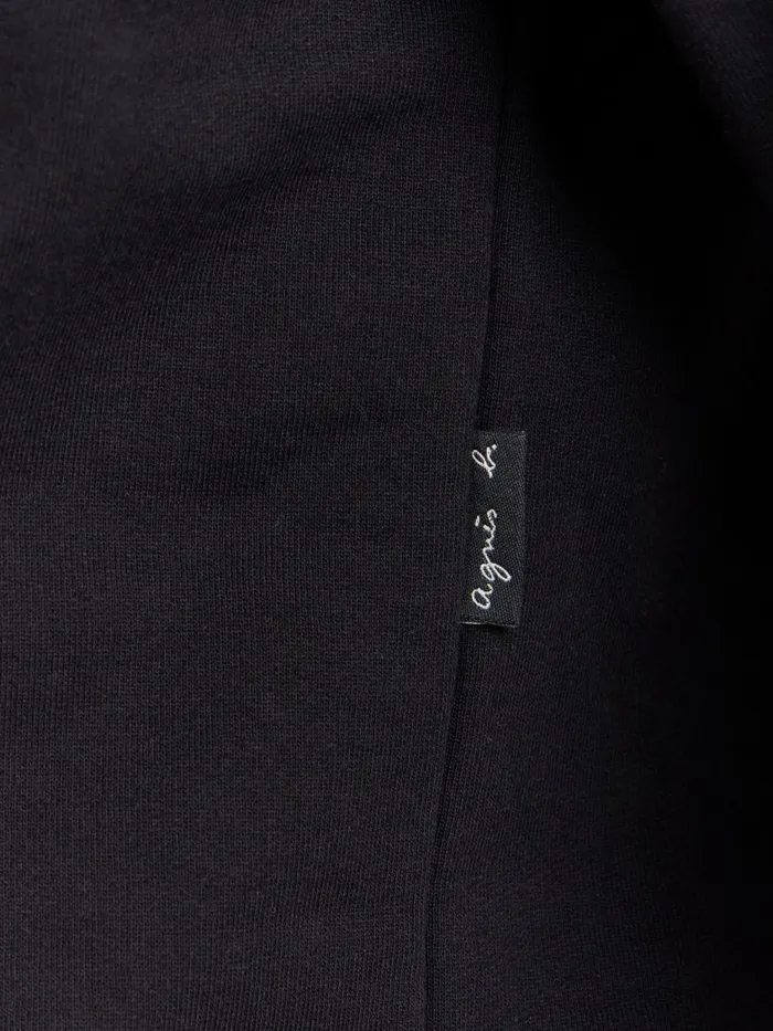 Agns B Tshirts and Polo Shirts Men Black Cotton Fleece Zip Sweatshirt