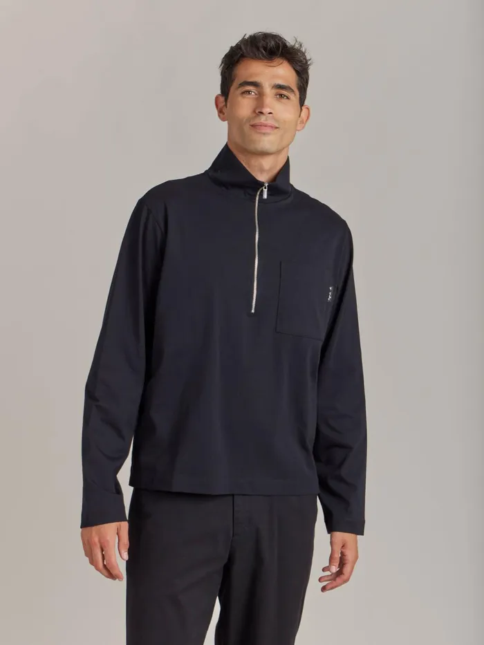 Agns B Tshirts and Polo Shirts Men Black Cotton Jersey Kent Polo Shirt
