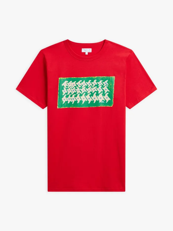 Agns B Tshirts and Polo Shirts Men Red Cotton Brando Tshirt Artist Anisio Couto