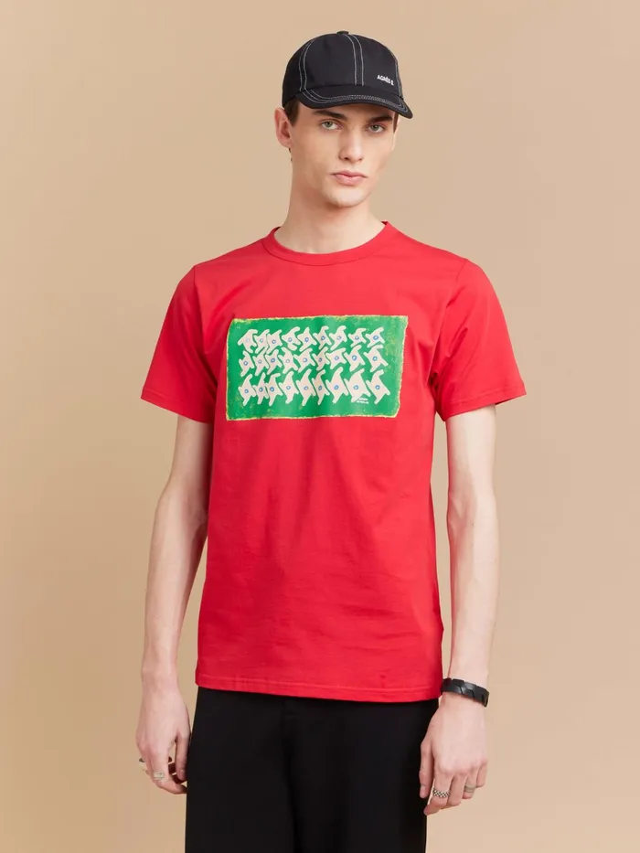 Agns B Tshirts and Polo Shirts Men Red Cotton Brando Tshirt Artist Anisio Couto