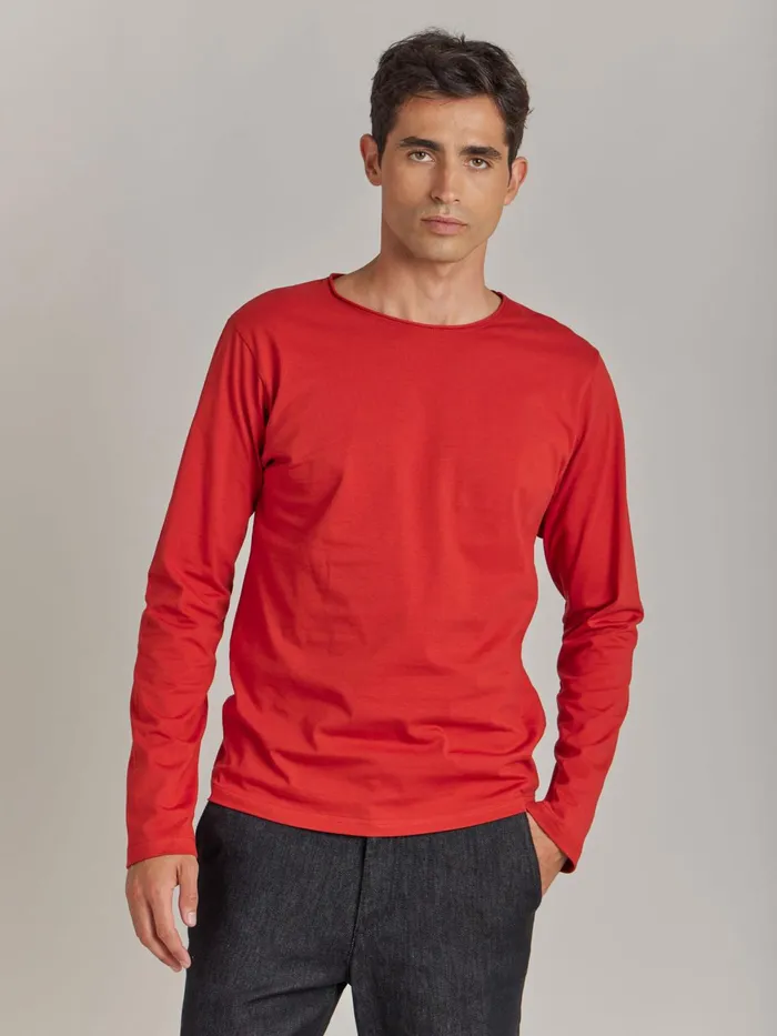 Agns B Tshirts and Polo Shirts Men Red Cotton Jersey Roulotte Tshirt
