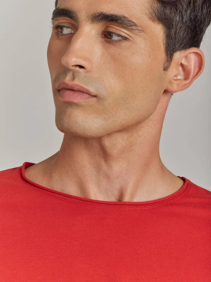 Agns B Tshirts and Polo Shirts Men Red Cotton Jersey Roulotte Tshirt