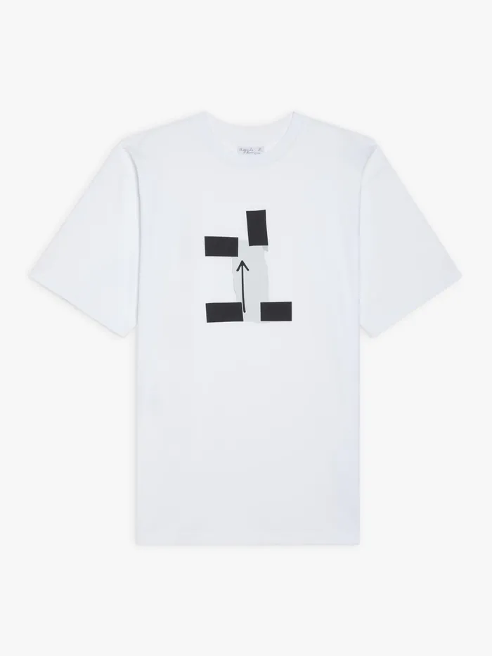 Agns B Tshirts and Polo Shirts Men White Cotton Jersey Arrow Screenprint Christof Tshirt
