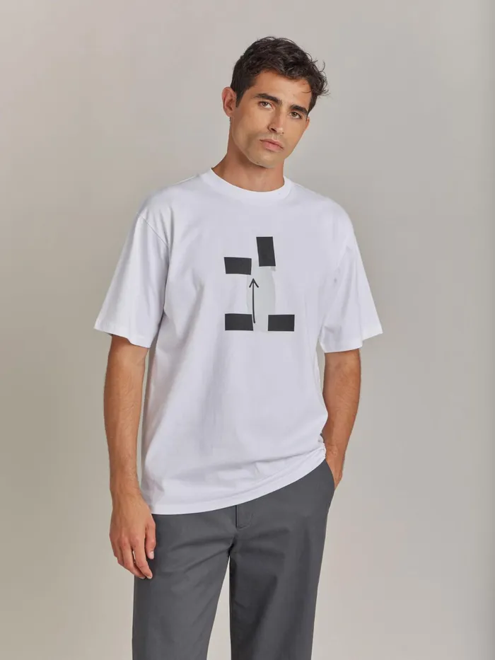 Agns B Tshirts and Polo Shirts Men White Cotton Jersey Arrow Screenprint Christof Tshirt