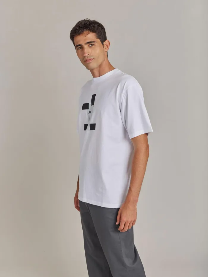 Agns B Tshirts and Polo Shirts Men White Cotton Jersey Arrow Screenprint Christof Tshirt