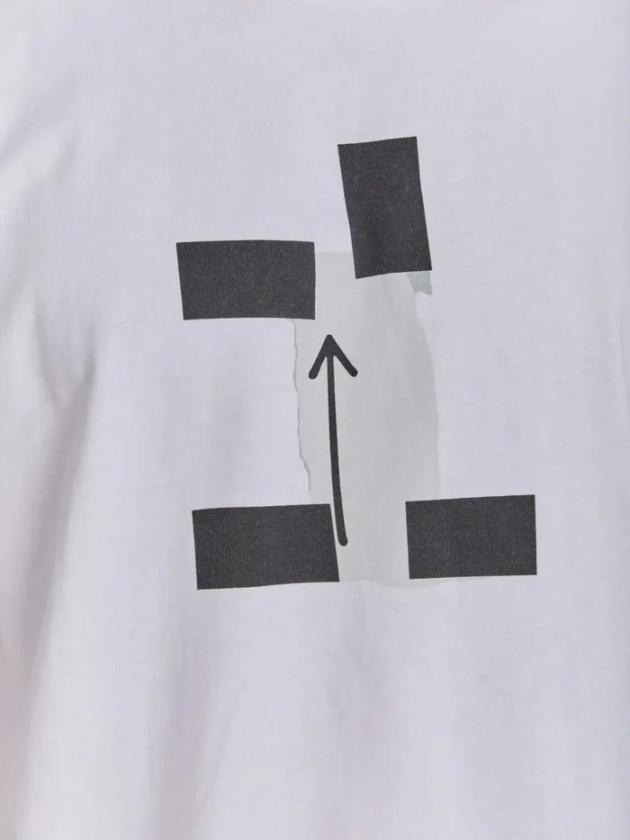 Agns B Tshirts and Polo Shirts Men White Cotton Jersey Arrow Screenprint Christof Tshirt