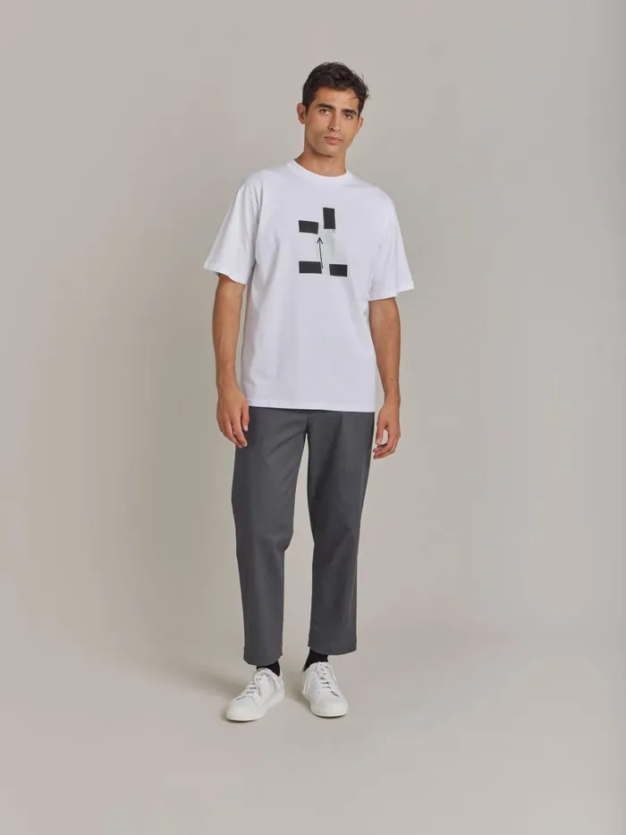Agns B Tshirts and Polo Shirts Men White Cotton Jersey Arrow Screenprint Christof Tshirt