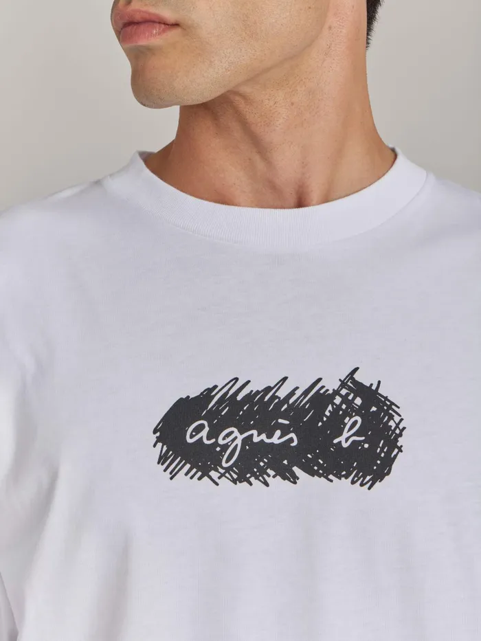 Agns B Tshirts and Polo Shirts Men White Cotton Screenprinted Christof Tshirt