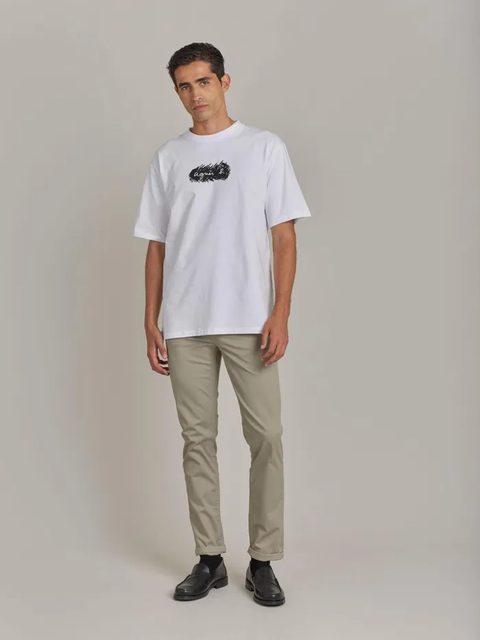 Agns B Tshirts and Polo Shirts Men White Cotton Screenprinted Christof Tshirt